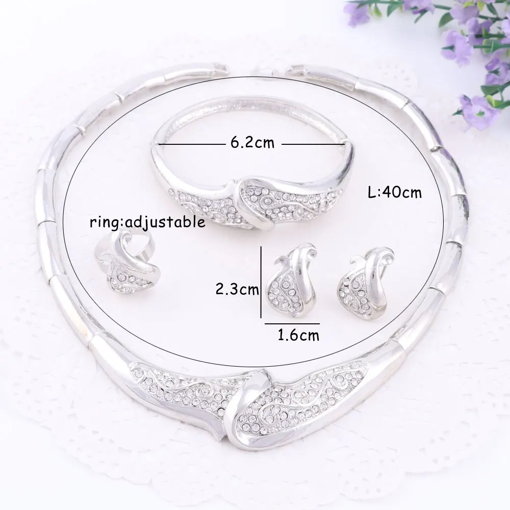 Винтажные Ювелирные наборы посеребренные обручальные кольца для женщин