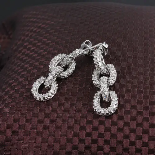 Женские серьги-подвески из серебра 925 пробы с фианитами | Украшения и аксессуары