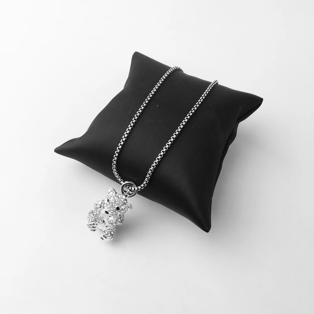 Подвеска в виде медведя Тедди с белым серебряным цирконием модная цепочка 2018