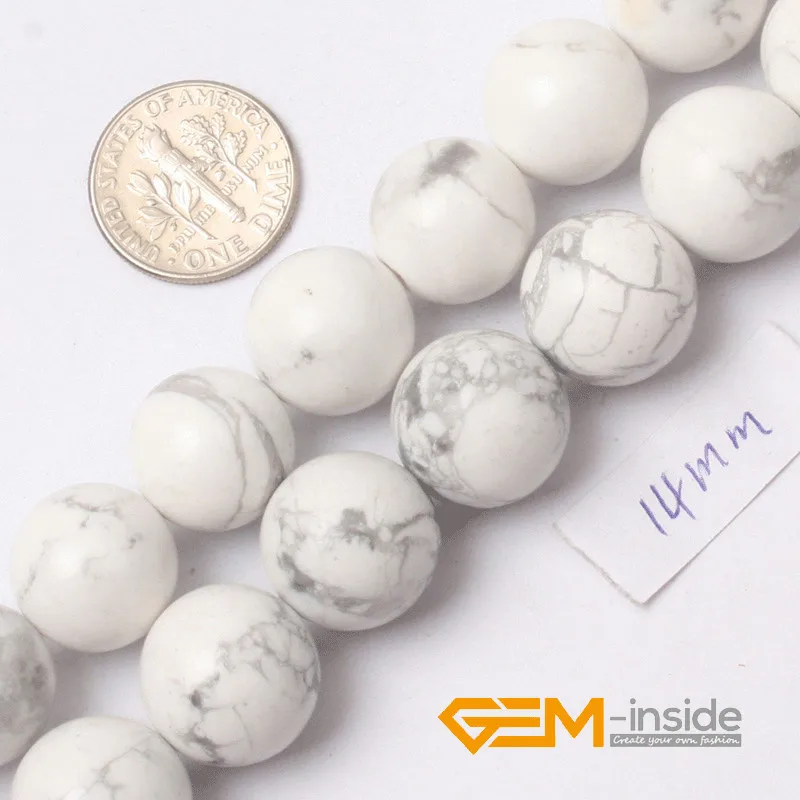 Натуральный камень белый Howlite Круглые свободные бусины для изготовления ювелирных изделий прядь 1" DIY Beacelet Ожерелье Изготовление ювелирных изделий