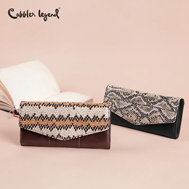 Cobbler Legend 2019 бумажник из змеиной кожи для женщин кошелек клатч брендовый длинный