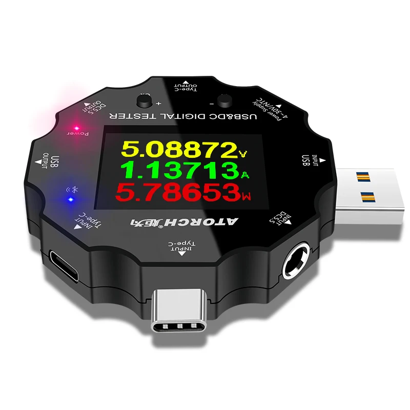 Цифровой USB тестер DC5.5 3.0 Type C 18 в 1 Вольтметр постоянного тока измеритель