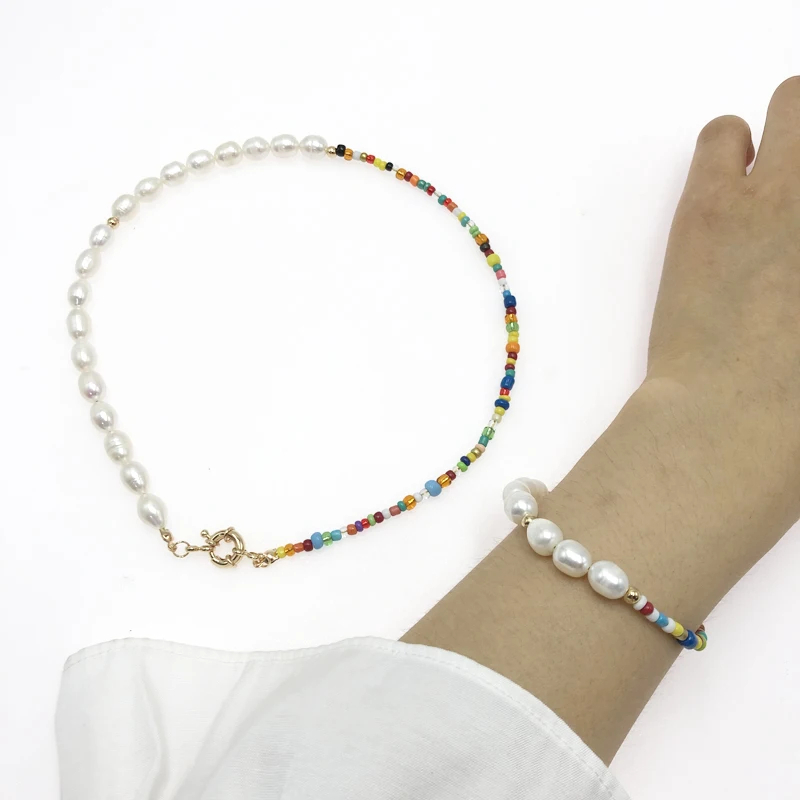 Комплект из колье и браслета с натуральным жемчугом|Ювелирные наборы| |