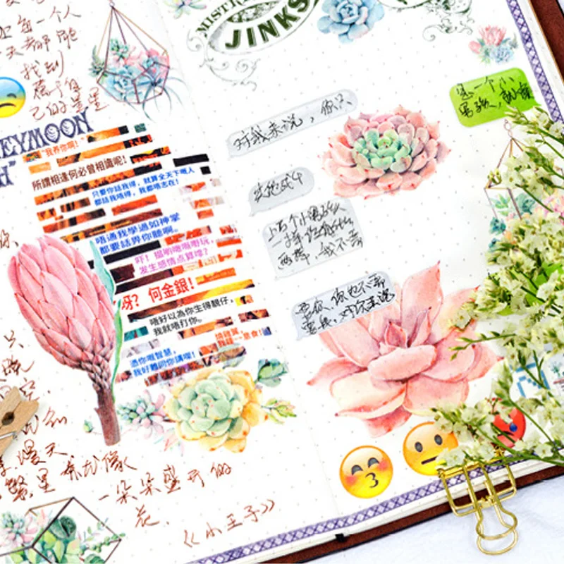 9 см* 5 м акварельные растения винтажная лента для декорации Washi DIY декоративная Скрапбукинг наклейка планировщик маскирующая клейкая лента Этикетка