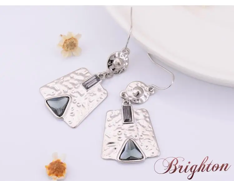 Women CZ Diamond Fashion Jewelry Brincos Vintage Exaggerated Black Big Crystal Chunky Silver Plated Statement Dangle Earrings | Украшения и