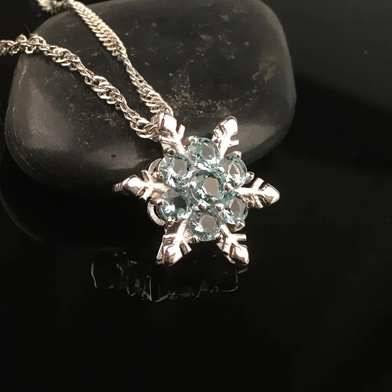 Модное женское ожерелье с кулоном в виде Снежинки из хрустального циркония