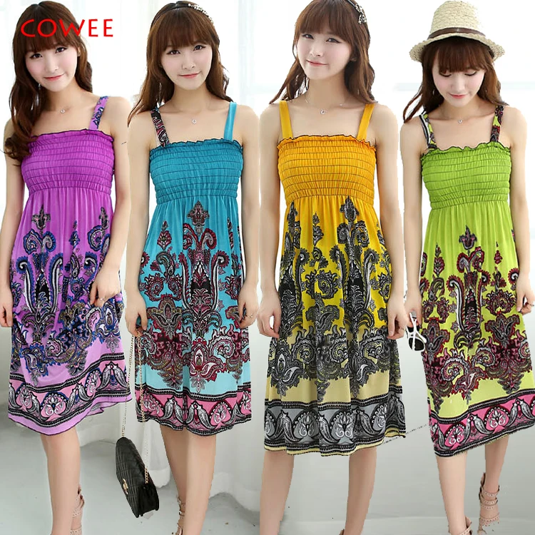 Сексуальное пляжное платье модное богемное цельнокроеное на бретелях женское