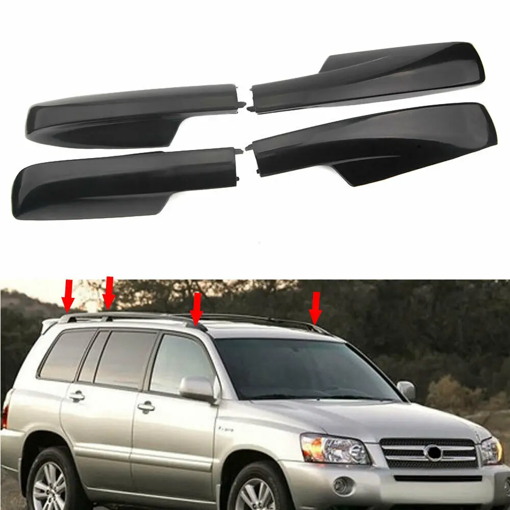 

For Toyota Highlander XU20 2001-2007 Black Car Roof Rail Rack End Cover Shell Replace