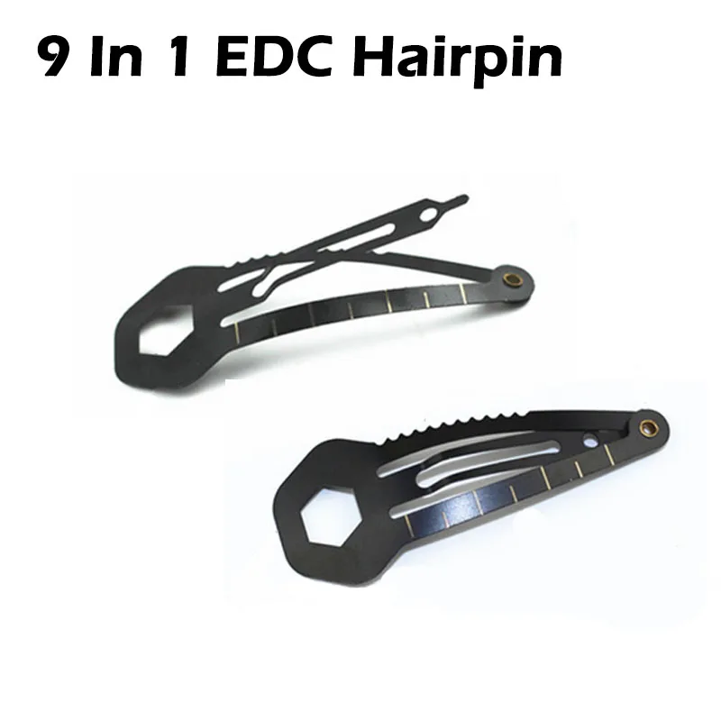 

9 IN 1 EDC Portable Multifunctional Women Hairpins Tactical Screwdriver Peeler Saw Cm Ruler Camping Self Defense Survival Gear