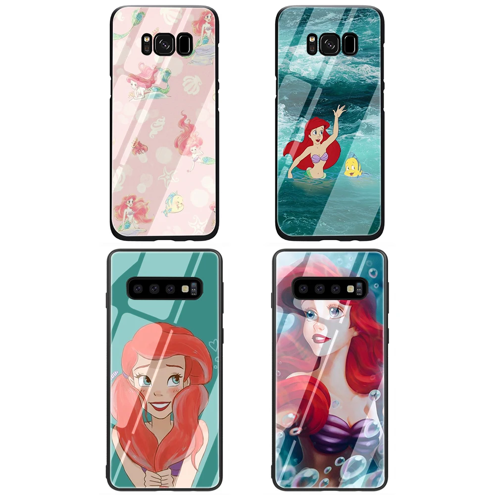 Cartoon Ariel little Mermaid popular Tempered Glass Phone Cover Case for Samsung Galaxy S7 edge S8 9 10 Note 8 9 10 Plus A10 20 30 40 50 60 70