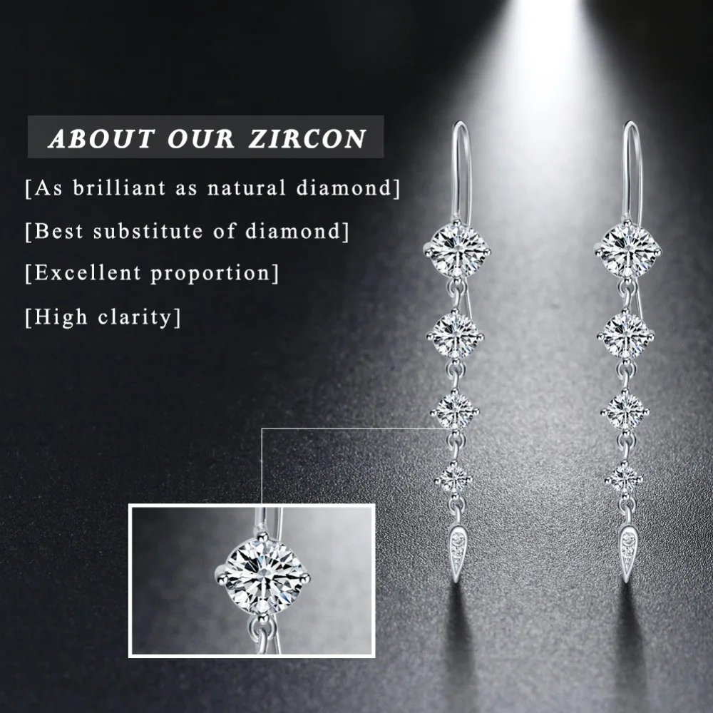 ORSA JEWELS Настоящее серебро 925 проба женские серьги с Круглый ААА циркон длинные серьги-подвески серебряные ювелирные изделия вечерние OSE52