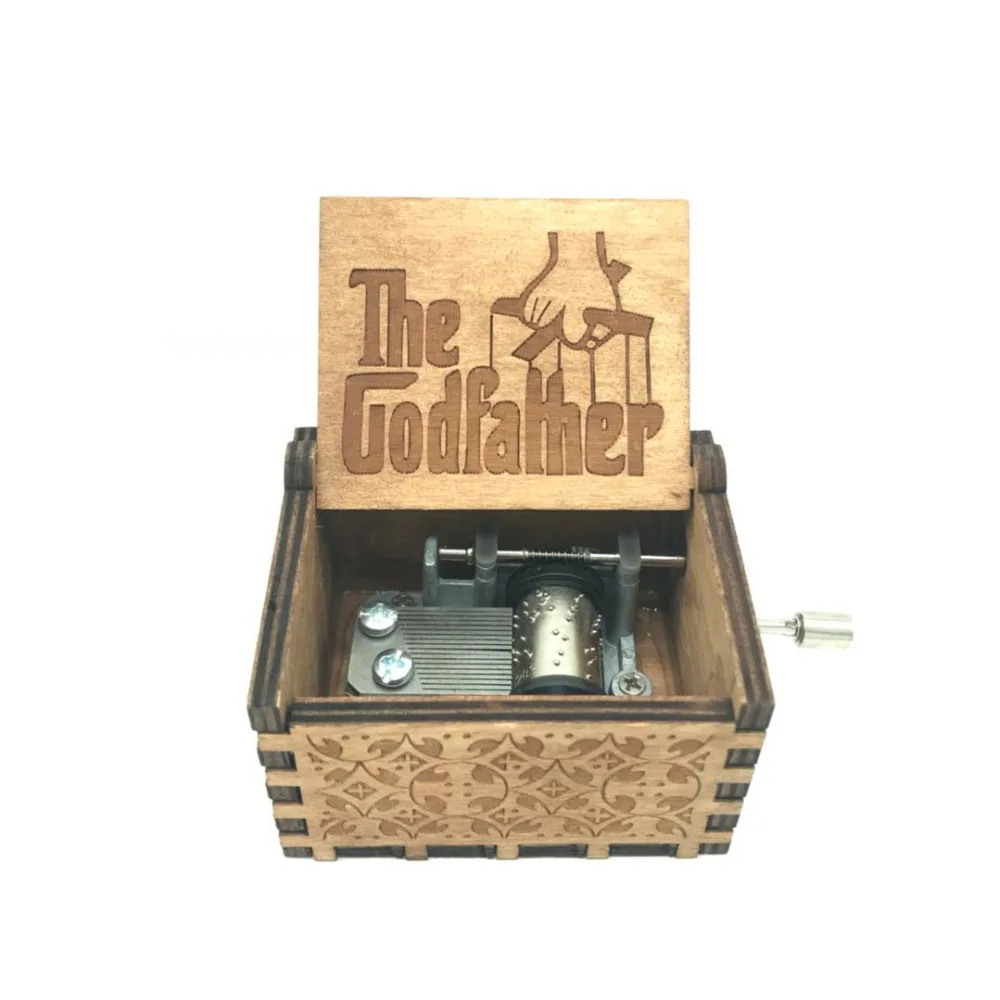 Музыкальная шкатулка Godfather с гравировкой деревянная тема рукояткой|Музыкальные