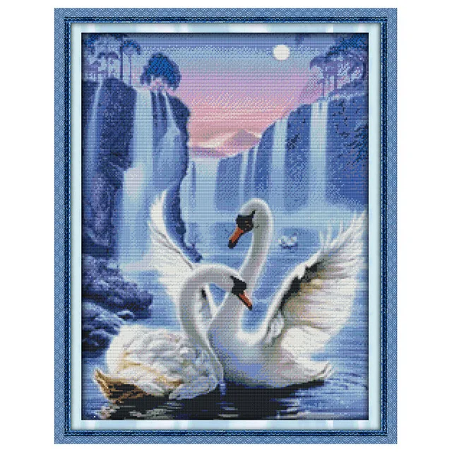 

Love of Swan Patterns Counted Cross Stitch 11CT 14CT Cross Stitch Sets Wholesale animals Cross-stitch needlework