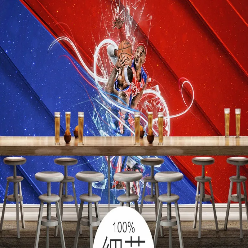 Basketball star fashion personality bar KTV backdrop high-quality waterproof custom living room mural bedroom wallpaper | Обустройство