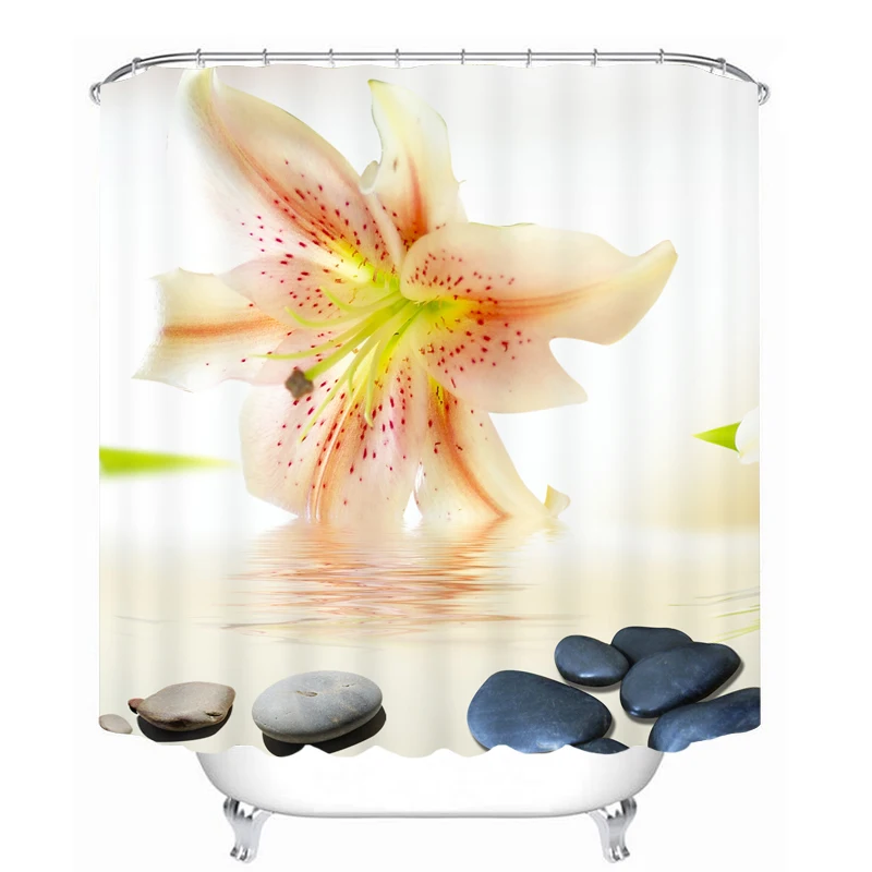 

MYRU 3D Print Waterproof Flowers Shower Curtains Bath Products Bathroom Decor with Hooks