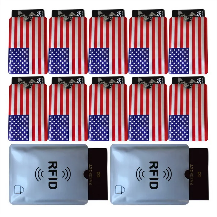 12 шт. держатель антисканирующей карты Union Jack американский флаг RFID визитница для паспорта, OEM Добро пожаловать - Цвет: American Flag