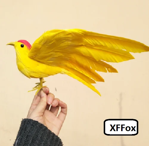 

simulation yellow bird model foam&furs lifelike cute wings bird doll gift about 22cm xf0587