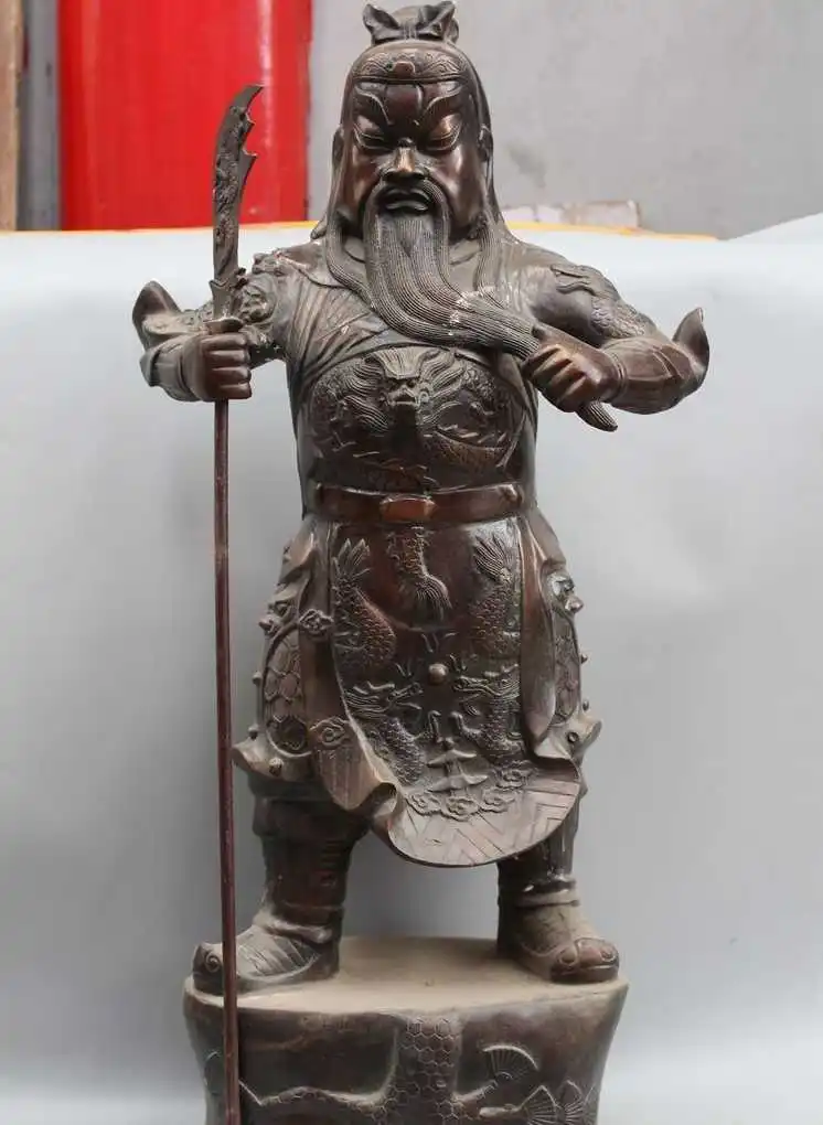 25&quot China Chinese Bronze martial Stand Warrior General Guan Gong Yu Statue Sculp | Дом и сад