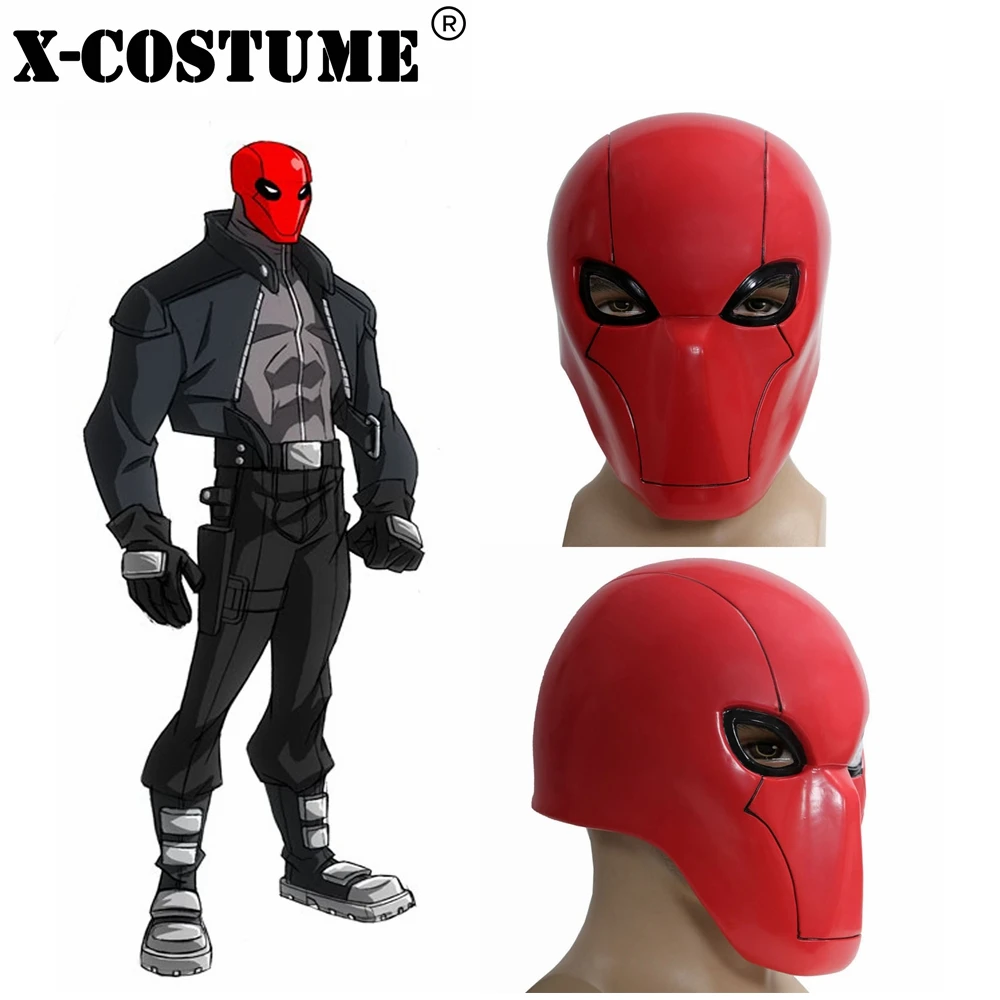 X-COSTUME Красная маска с капюшоном Косплей Бэтмен под красным капюшоном Полный головной шлем из ПВХ Хэллоуин высокого качества косплей костюм, реквизит