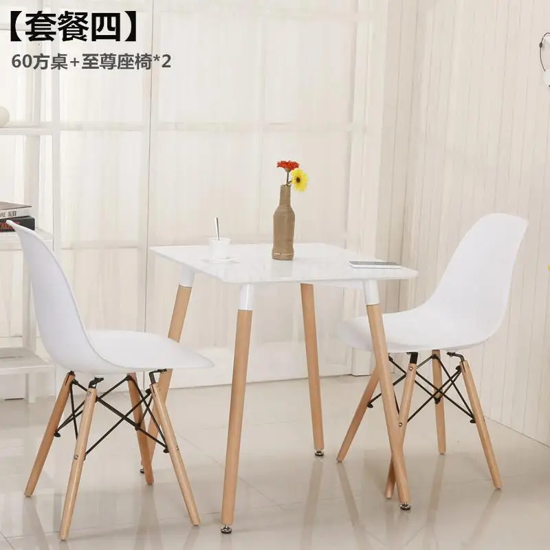 Nordic table small square table small apartment table simple solid wood casual coffee table and chairs combination - Цвет: 60cm   11