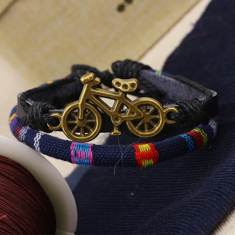 Новинка 2017 модный кожаный браслет для велосипеда отдыха Ретро стиль