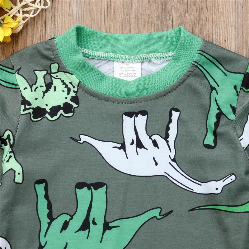 Autumn Long Sleeve Dinosaur T-shirt Tops Pants Outfits Boys Girls Clothing 2PCS Toddler Kids Baby Girl Boy Clothes Set | Детская одежда
