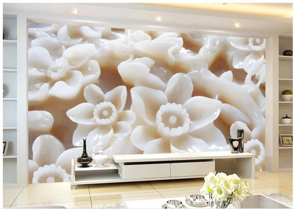 Пользовательские 3d обои нефрит Слива цветы розы фон роспись на заказ для стен |
