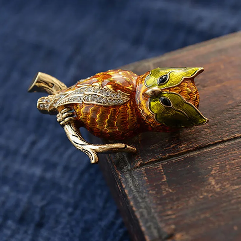 UALGL Fashion Jewelry Owl Brooch Enamel Pin Crystal Lapel Men Broches Mujer Vintage Broche De Buho Brooches For Women | Украшения и