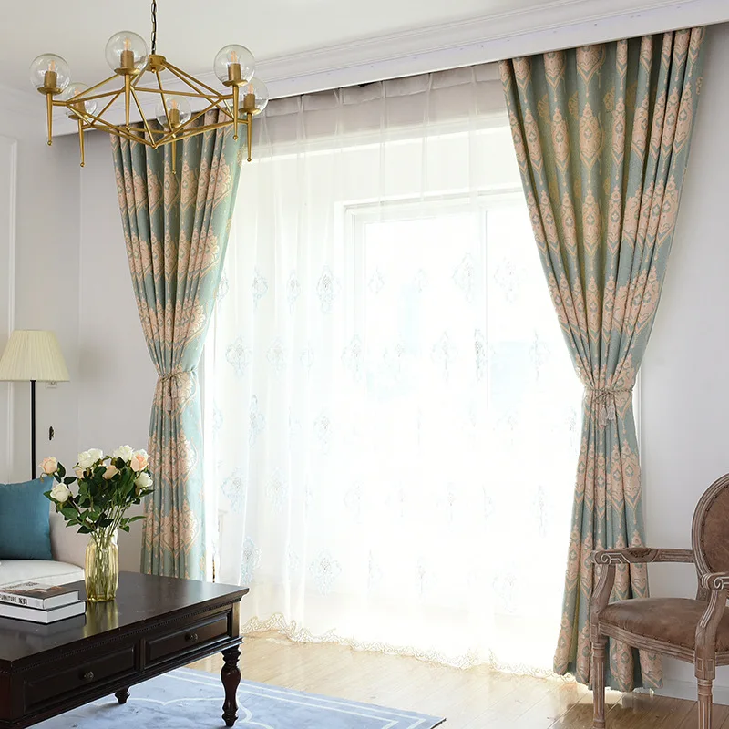 Полузатененные китайские простые тонкие льняные жаккардовые шторы для гостиной