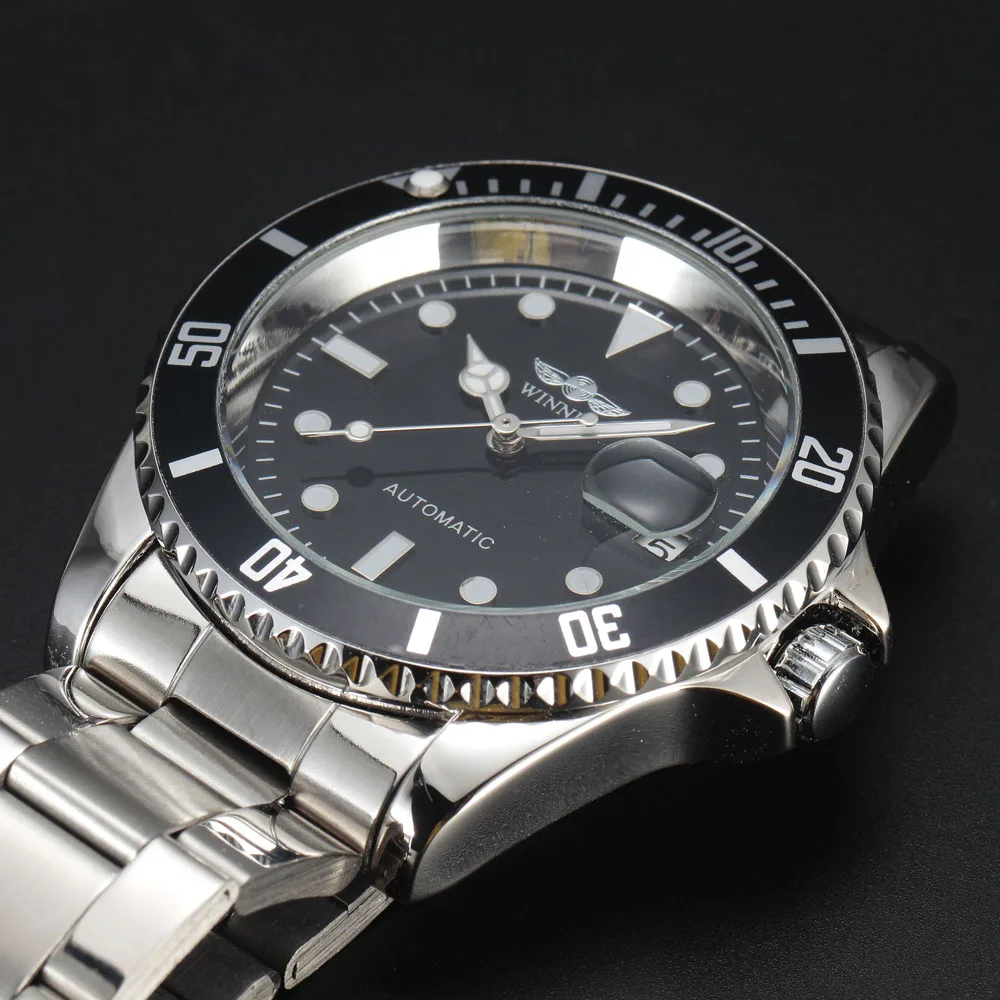 WINNER классические часы со стальным ремешком и хронографом с поворотным корпусом