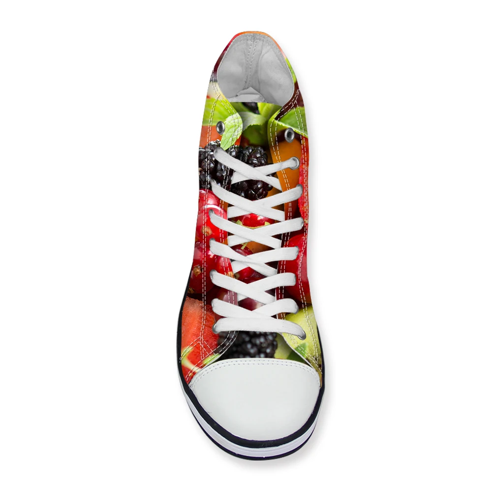 

Customized 3D Fruit Women Casual Canvas Shoes Fashion High Top Woman Flats Vulcanized Shoes Lace-up Ladies Leisure Shoes