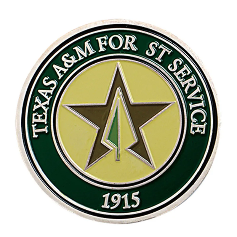

Best selling green carved five-pointed star logo round coin