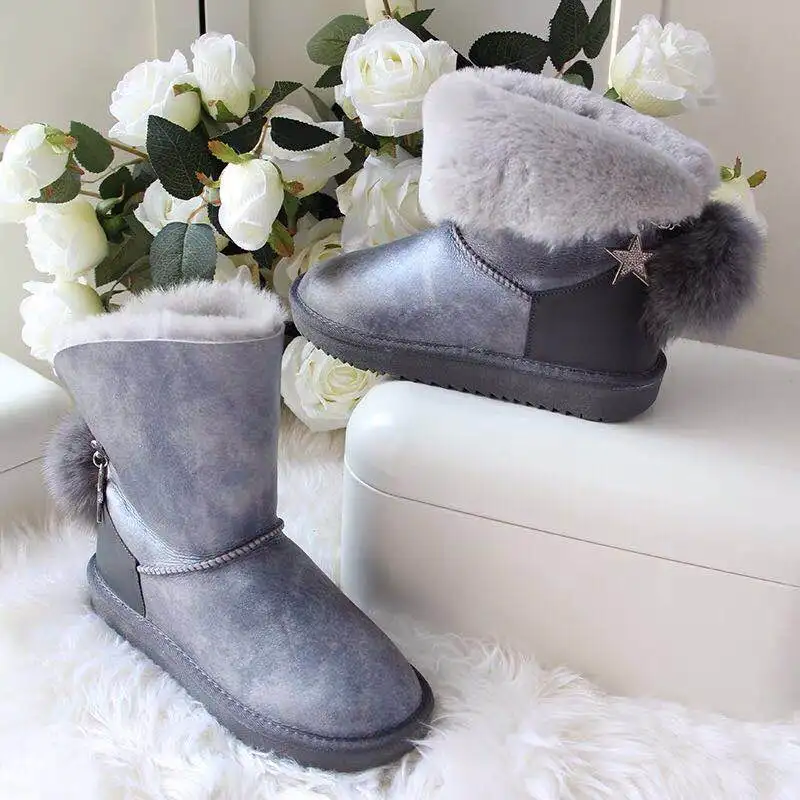 

The latest European women's snow boots in 2019, high quality sheepskin, 100% wool, warmth, free delivery, 6 colors
