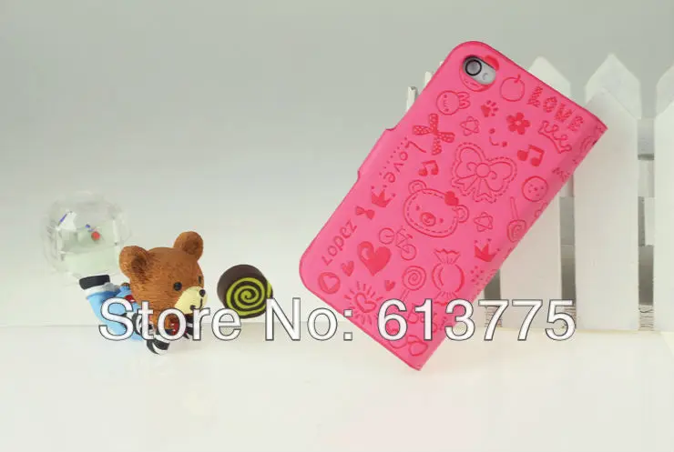 DHL Free Shipping. High Quality The Little Evil Female Case for Iphone4 4g 4s Lovely Cartoon Leather Girls favorite |