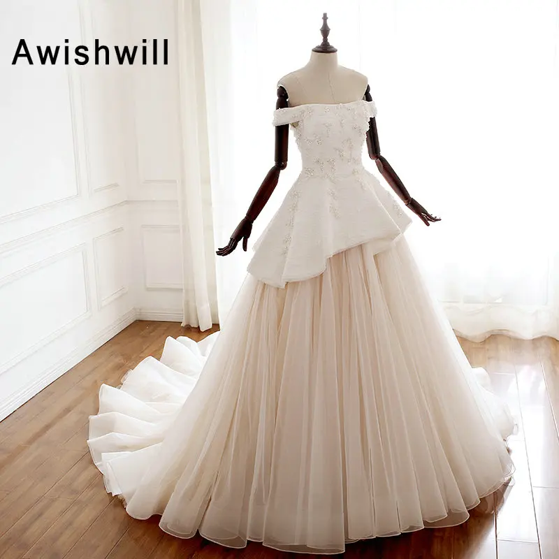 Mariage Vestido De Noiva элегантные свадебные платья из тюля на заказ с открытыми плечами и