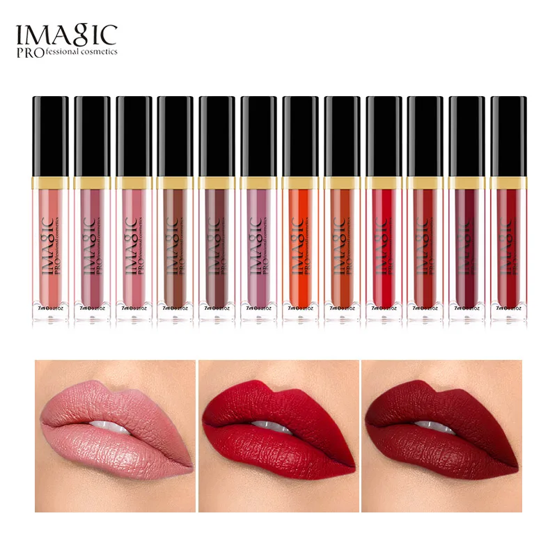 12PCS IMAGIC12 цветной матовый блеск для губ, комбинированный жидкий набор, стойкий, Не оставляющий следов, китайский стиль, Водонепроницаемый Увлажняющий бальзам для губ - Цвет: 12PCS
