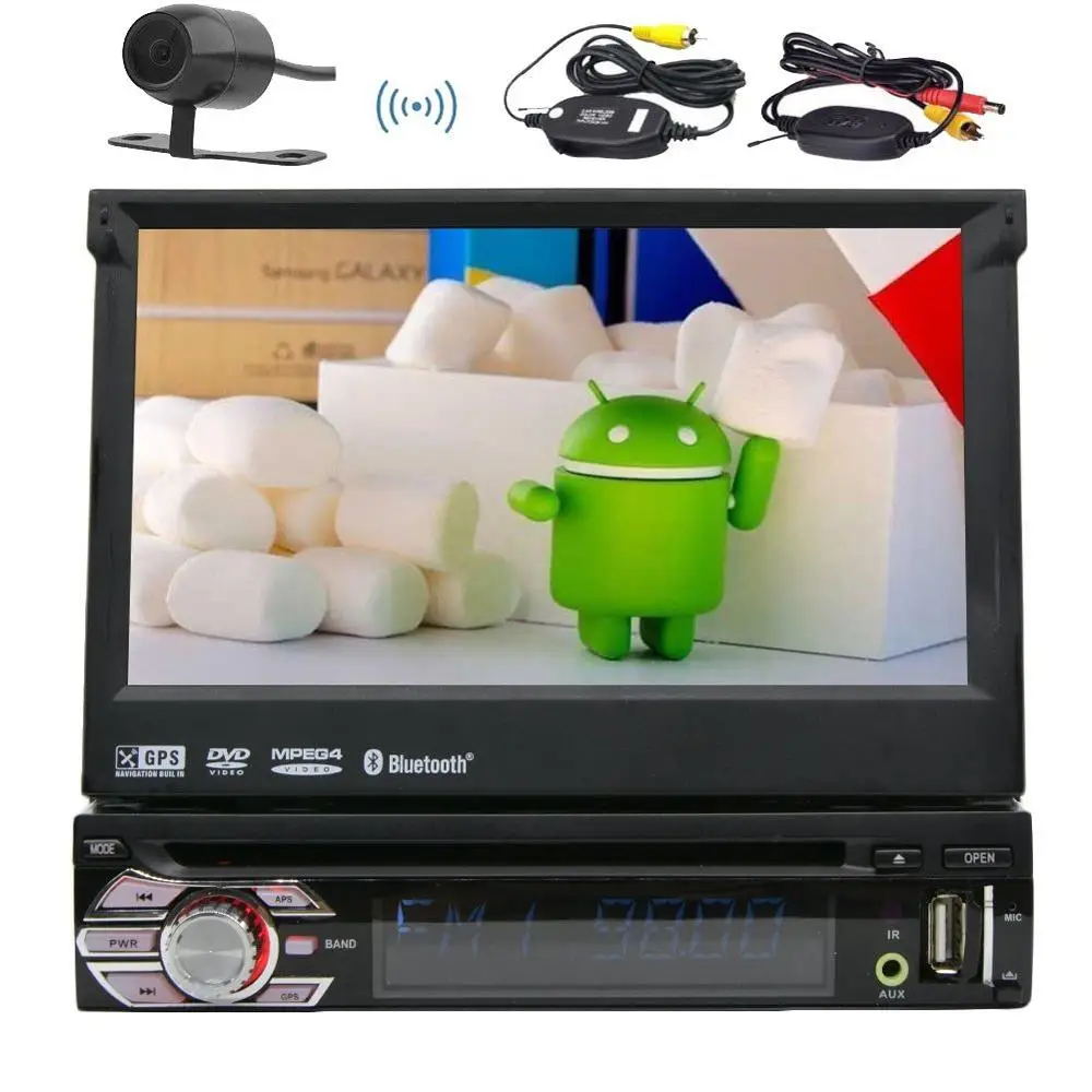 Автомагнитола 1 Din на Android 6 0 с DVD плеером GPS Bluetooth RDS Wi Fi сенсорным экраном камерой