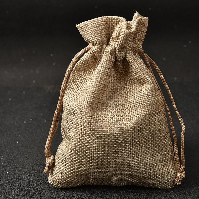 10X14cm натуральная льняная Джутовая сумка на шнурке 10 шт маленькая Подарочная