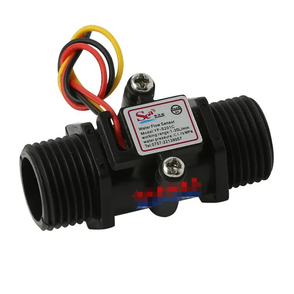 10 шт. расходомер воды Датчик Холла счетчик индикатора caudalimetro черный G1/2 0.5 25л/мин