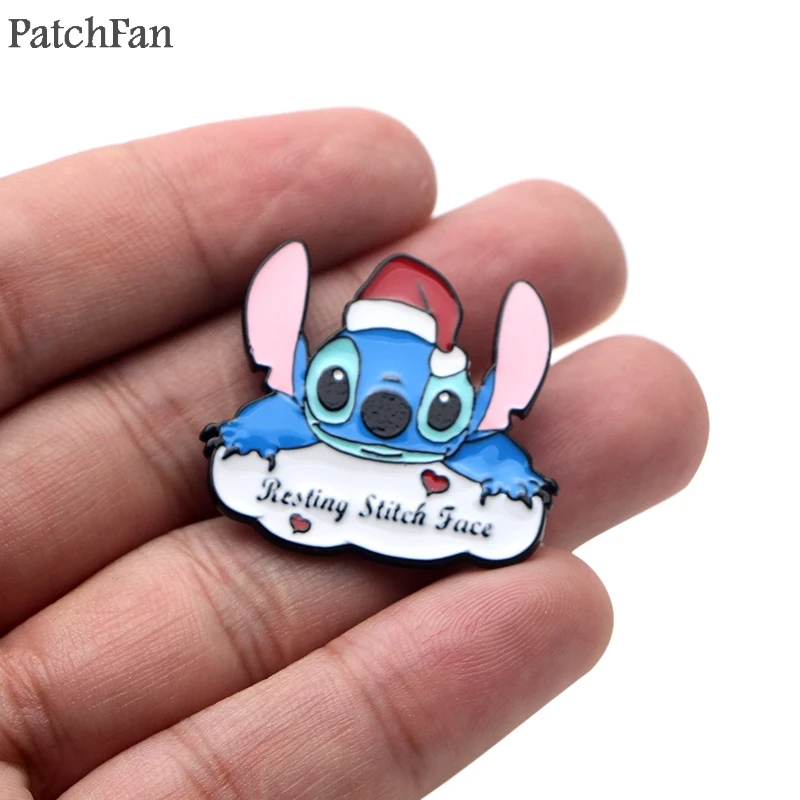 Patchfan ститч цинк галстук мультфильм забавные булавки броши для рюкзака, одежды для мужчин женщин шляпа декоративные значки медали A1654