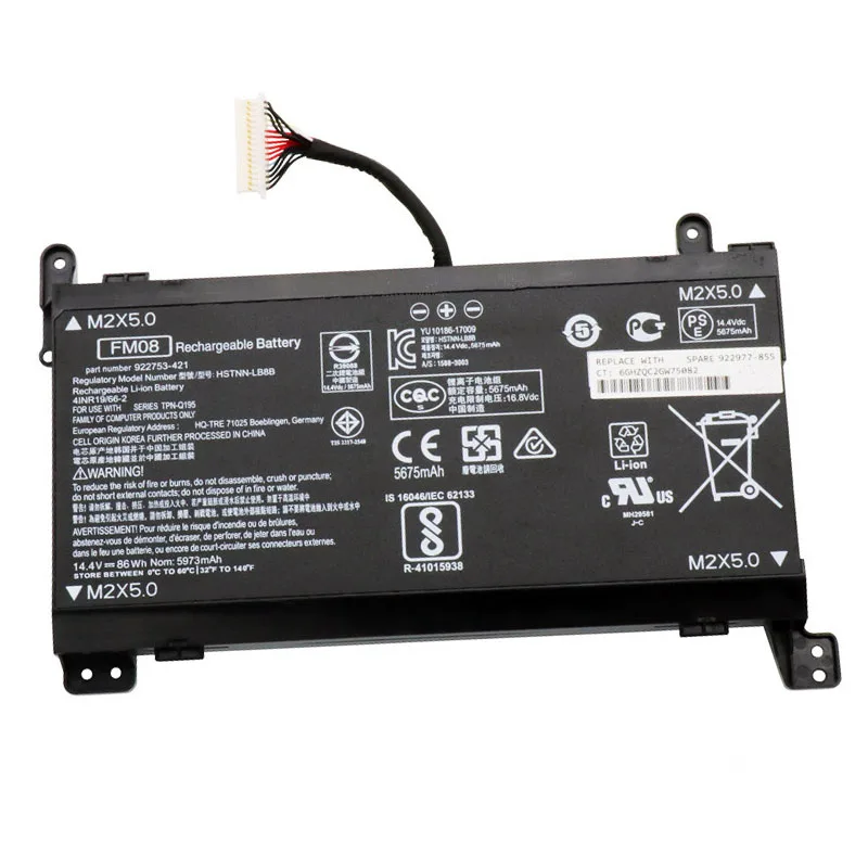 7XINbox 86Wh 5675mAh 14 4 V подлинный FM08 Аккумулятор для ноутбука HP Omen 17 an014ng HSTNN LB8B 922753 421 922977