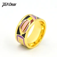 zea dear jewelry stainless steel big rings enamel jewelry for women dubai rings classic round rings for party colorful jewelry