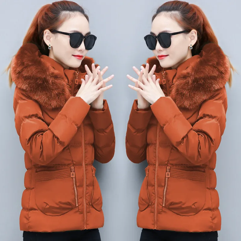 Зимняя женская хлопковая куртка 2018 новая короткая с капюшоном большого размера