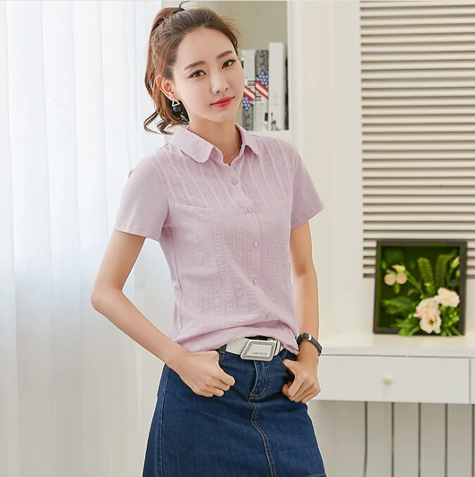 Футболка женская хлопковая с коротким рукавом Повседневная блуза в Корейском