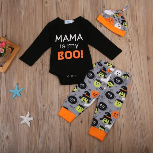 Одежда для новорожденных мальчиков и девочек с длинными рукавами на Хэллоуин