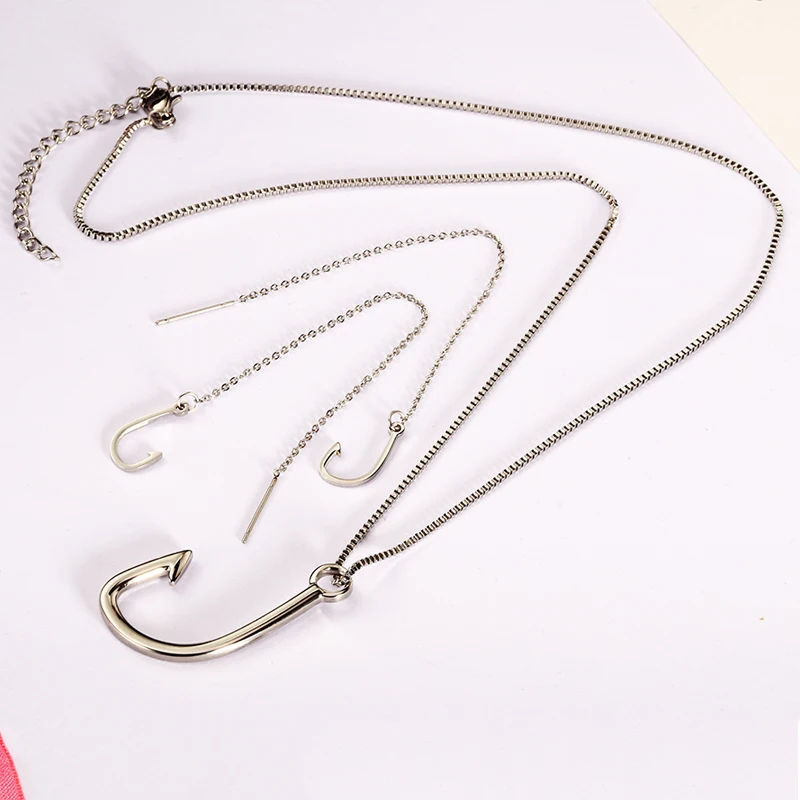 Ожерелье С рыболовным крючком RIR &quotМорской бородки&quot серебряный и золотой