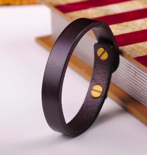 G370 коричневый простой стильный однодиапазонный браслет из натуральной кожи