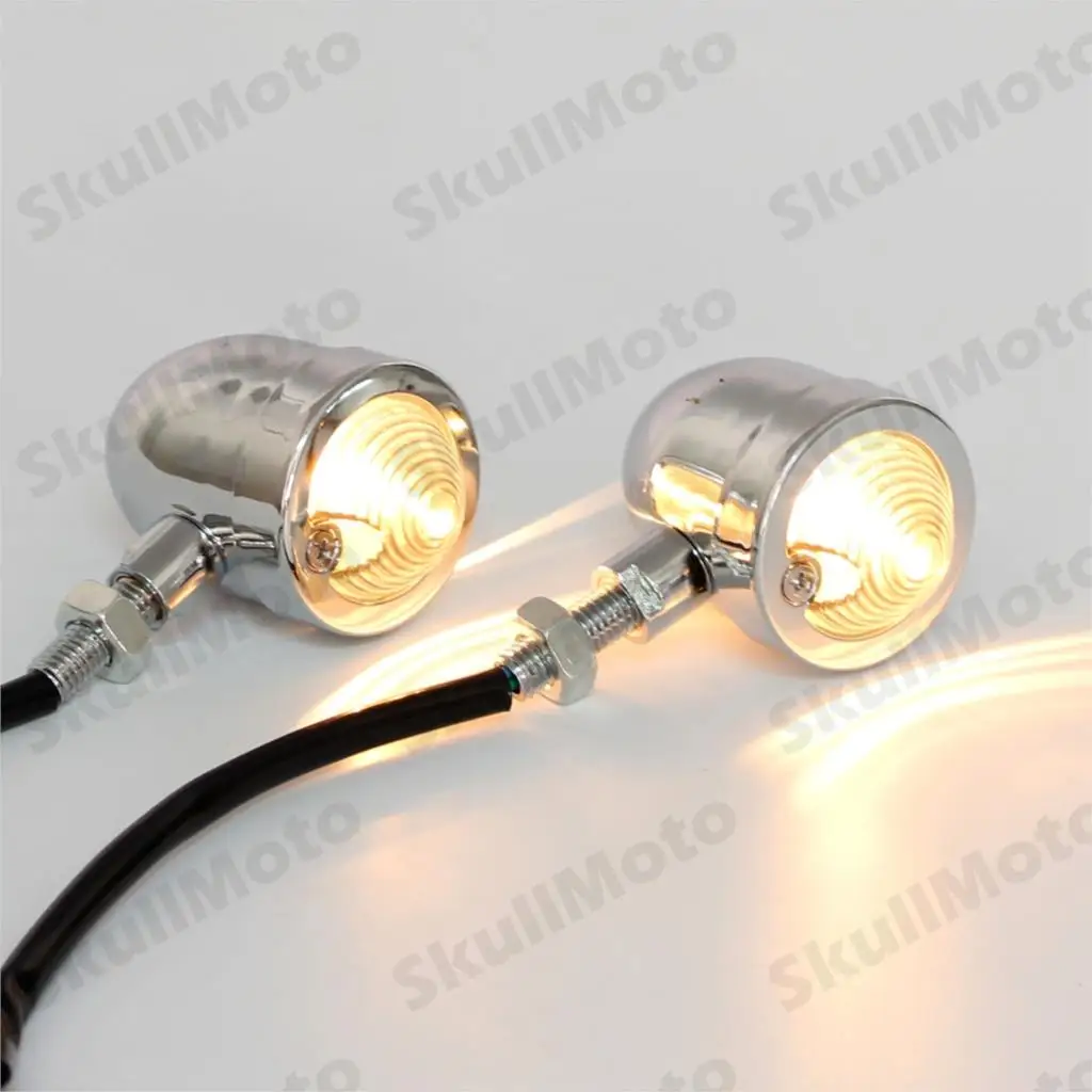 Мотоцикл Chrome дым Пуля 10 мм поворотов Индикатор освещения для Honda Kawasaki Suzuki Yamaha Harley Bobber Chopper Пользовательские