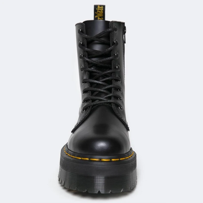 Baimier Black Patent Leather Ankle Boots For Women Lace Up Platform Boots Women Winter Warm Plush Women Boots Street Style Shoes