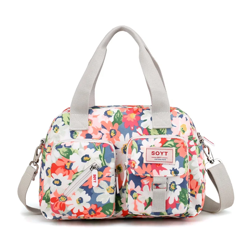 Colorful flowers SOYT Новинка 8 цветов модная женская сумка с цветочным принтом Водонепроницаемая нейлоновая женская сумка-мессенджер сумка-тоут Bolsas брендовые сумки на плечо - Цвет: Colorful flowers